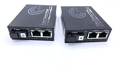 Elfcam® – Convertidor de Medios Gigabit Ethernet, Convertidor de Medios SFP, Hasta una Distancia de 20 km sobre Fibra Óptica SC Monomodo (2 Puertos RJ45 * 2 Puertos RJ45)