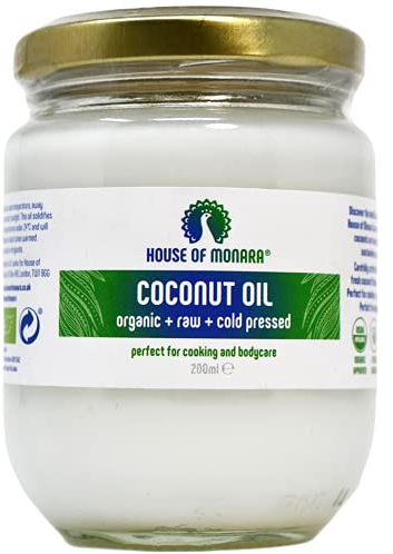 House of Monara Organic Extra Virgin Coconut Oil Pure, Raw and Cold Pressed 200 ml