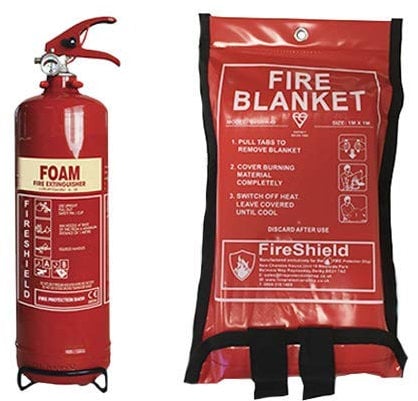 FireShield 1ltr AFFF Foam Fire Extinguisher & 1m x 1m Soft Case Fire Blanket