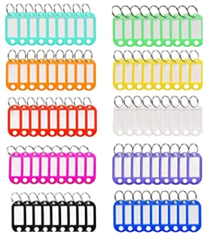 100 pièces porte-clés de couleurs porte clef étiquettes colorées porte clef en plastique étiquettes d'identification avec Porte-clé fendu