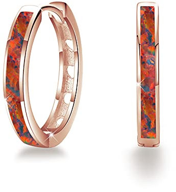CUOKA MIRACLE Damen Creolen 925 Sterling Silber Opal Ohrringe Kleine Creolen Kreis Ohrringe Opal Schmuck Weihnachten Geschenke für Mama Frauen Kinder
