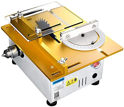 KUANDARMX Mini Table Saw, Portable Cutting Desktop Circular Saw, 0-29mm Liftable Saw Blade, 0-90° Angle Adjustable Cutting Mitre Gauge, 795 Motor