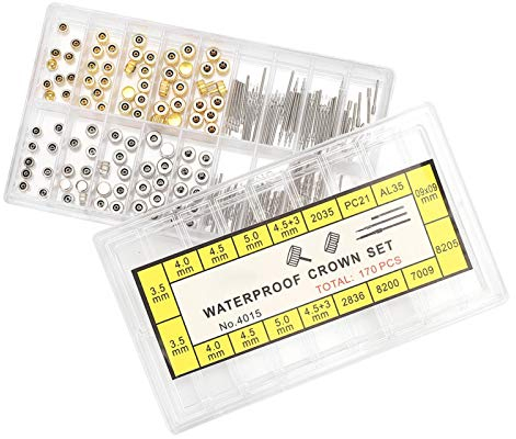 Yosoo Health Gear Watch Crown and Stem Replacement, Watch Repair Kit, Watch Stem Extender and Watch Crown Spare Parts Watchmakers Repairing Tool Watch Accessory