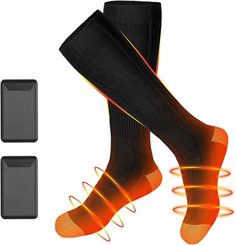 Chaussettes Chauffantes, Chaussettes Chauffantes Électriques, Chaussettes Chauffe-Pieds, Batterie Rechargeable 4000mAh pour Femmes Hommes