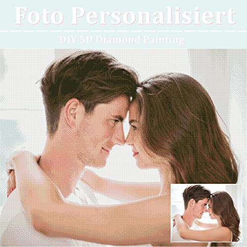 Gudina Diamond Painting Eigenes Foto, Benutzerdefiniertes 5D Diamant Painting Bilder Personalisiert Design DIY Full Diamant Bilder Personalisierte Geschenke Haus Dekoration, Rund Diamant 40x50cm