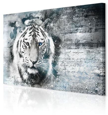 decomonkey Akustikbild Tiere Abstrakt 120x80 cm 1 Teilig Leinwand Modern Bilder Wandbilder XXL Schallschlucker Schallschutz Akustikdämmung Wandbild Deko Leise Tiger Spruch