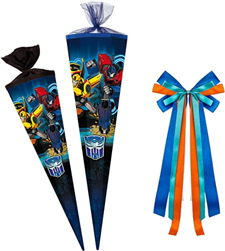 alles-meine.de GmbH Schultüte - Transformers - Light Speed 70-85 cm Größe wählbar Zubehör - passende kleine Deko Schultüten - Zuckertüte - Tüllabschluß/Filzabschluß - e..