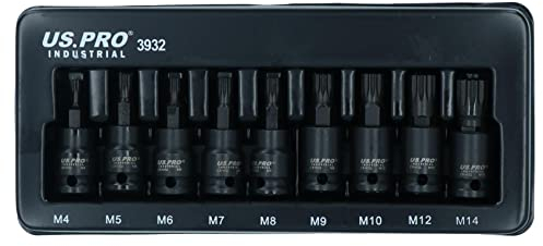AB Tools Male Spline Impact Impacted Shallow Bit Sockets M5 – M14 9pc 3/8in Drive