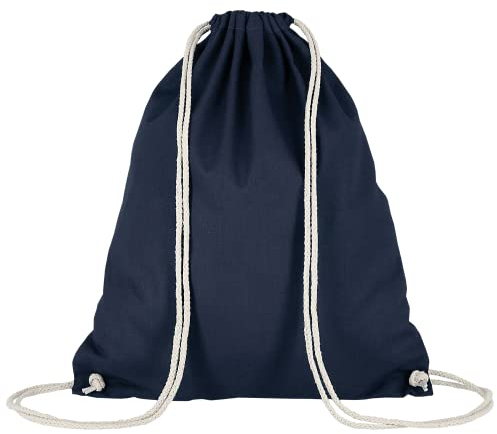 TEXXILLA Turnbeutel - OEKO-TEX 100 zertifiziert | mit robusten Zugbändern | 38x46cm | Jutebeutel | Einkaufstasche | Rucksack | unbedruckt, Farbe:dunkelblau