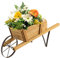 COSTWAY Carriola Porta Fiori in Legno per Interni ed Esterni, Portafiori a Forma di Carriola con 9 Accessori Magnetici, Ruota e 2 Maniglie, Decorazione per Giardino, Patio e Salotto (Naturale)