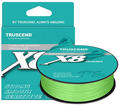 TRUSCEND Lenza da pesca intrecciata a 8 punti, accessorio da pesca intrecciata, liscia e ultra sottile, linea di pesca intrecciata in PE, corda da pesca, corda da pesca – 6lb/0,09 mm/300yds