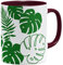 OM3® Monstera Leaf Tasse Pflanze | Keramik Becher | 11oz 325ml | Beidseitig Bedruckt | Bordeaux