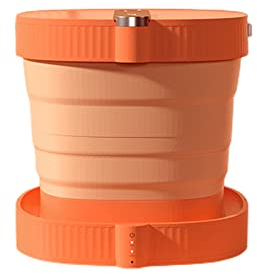 Lavatrice Asciugatrice Piccola Giocattolo Pieghevole Centrifuga Asciugatore Panni Macchina Pulizia di Dormitori (Il generatore di ultrasuoni,Arancione)