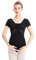 boruizhen Ballet Leotard Womens Mesh Gymnastics Leotards Short Sleeve Dancewear Backless Dance Costumes with Removable Bra Pad for Women Ladies Black L