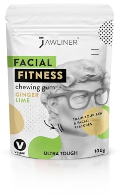 JAWLINER Fitness-Kaugummi - Jawline-Kaugummi - hartes Kaugummi - Mewing Gum (Ingwer Limette) - Kiefertrainer - 2 Monatspackung