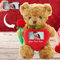 ADORSUN Teddybär mit Rose und Schleife mit Personalisierter Text+ Foto, Teddybär mit Herz für Valentinstag Hochzeit Jubiläum ValentinsGeschenke Mann sie Besondere ValentinsGeschenkee (40cm)