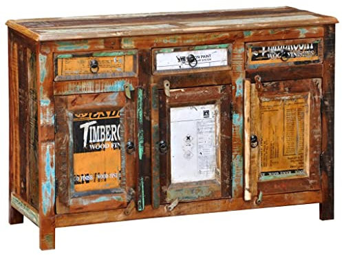 YITHOPI Anrichte Altholz Massivholz Vintage mit 3 Schubladen & 3 Türen,Kleiner Schrank,Wohnzimmerschränke,Mehrzweckschrank,Mit viel Stauraum,