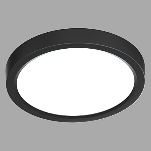 LVL LED Runde Kleine Deckenleuchte, 12W Flache Deckenleuchten, Moderne Deckenleuchte für Flur, Badezimmer, Korridor, Küche, Schlafzimmer, Hauswirtschaftsraum, Büro(Schwarz, Φ18cm-12W)