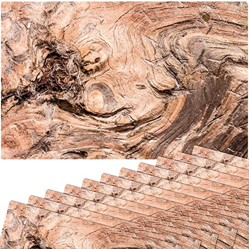 Tischsets 12er als abwaschbare Landhaus Stil Tischdeko - Platzsets Holzoptik als Tischuntersetzer - Platzdeckchen als Tischunterlage für Esstisch Wohnzimmer Tisch