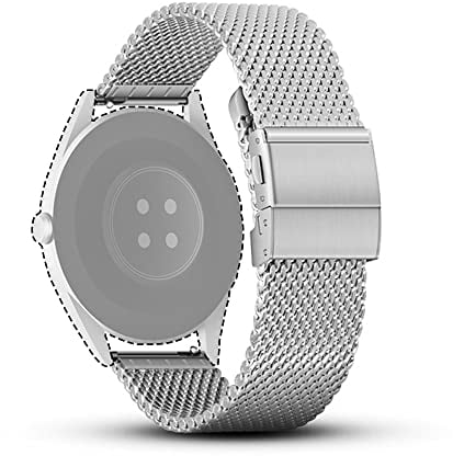 Lahviuu Metall Uhrenarmbänder, Faltschließe Smart Watch Herren, Edelstahl Armbänder Schnellspanner Uhrenarmband fur Damen Smartwatch und Traditionelle Uhr 20mm Silber