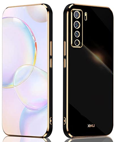ILING Coque pour Huawei P40 Lite 5G, Silicone Coloré Case Protégez la Caméra, Étui Ultra-Fin Antichoc pour Femme (Noir)