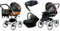 BabyLux Kinderwagen 4in1 mit Autositz für Kleinkinder – Kinderwagen für Neugeborene und Kleinkinder –– Baby Neugeborenen Kinderwagen – ISOFIX Autositzbasis – Max 15kg – Garden Flowers White Frame