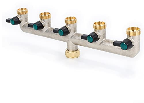 SPORTARC Raccord de robinet 5 voies en laiton 5 voies distributeur d'eau 3/4 distributeur d'eau 5 tuyaux d'arrosage
