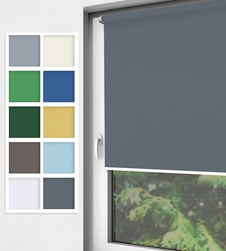 Home-Vision® Rollo Klemmfix, ohne Bohren, Fensterrollo mit Seitenzug, einfache Montage ohne Werkzeug, Moderne Fensterdeko(Nebbia Graphit, B40cm x H150cm)