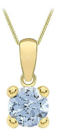 Amazon Essentials 9ct Gold March Birthstone Pendant Necklace (previously Amazon Collection)