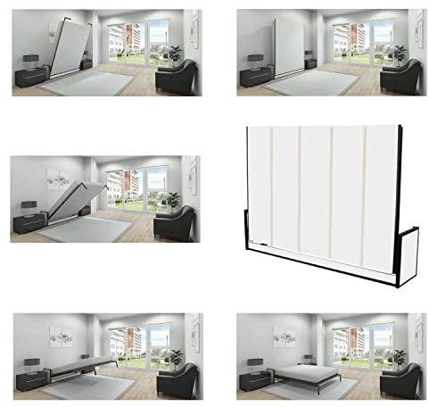 Wallbedking Horizontal (Quer) Doppelbett Studio Wandbett 190cm x 140cm (Klappbett, Schrankbett, Gästebett, Funktionsbett, Schlafzimmer)