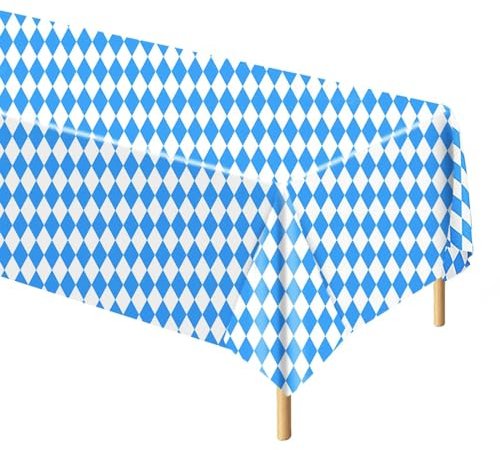 3Pcs Tischdecke Rechteckig Blue Party Tischdecke,Tischdecke Raute Oktoberfest Tischdecke Bierzeltgarnitur Tischdeko Wiesn Deko Bayerische Deko Bayrisch Tischtuch Blau Weiß Bayernraute Partytischdecke