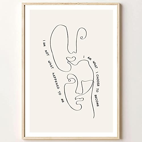 Abstrakte Gesichtslinie, Wandkunst, Psychologie-Zitate, Therapeuten-Poster, einzeilig, Gesichtskunst, psychische Gesundheit, Wandkunst, Schwarz-Weiß-Bilder, minimalistische Linienkunst, Therapie,
