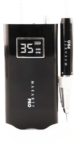 MakarttPro LuxuriaPro E-File für professionelle Nageltechniker, leise, wiederaufladbar, 35.000 U/min, Luxe Black