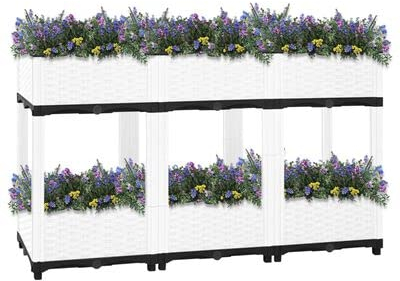 Gecheer Hochbeet,Gartenbeet Pflanzkübel Gartenpflanzen Gemüsebeet Pflanzkasten Pflanzgefäß Frühbeet Pflanzbeet Blumenbeet Blumenkasten Blumenkübel Blumenhochbeet 120 x 40 x 71 cm (L x B x H) Weiß