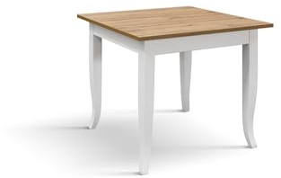 KONTE.DESIGN Tisch Rimini aus Holz Finish rustikale Eiche und Struktur aus weißem Holz 80 x 80 cm