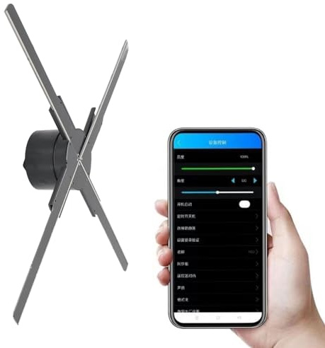 3D-Hologramm-Ventilator, 45 cm, 1600 X 512 P, 3D-Hologramm-Projektor, Video-Werbedisplay mit 512 LEDs, Integrierte 8G-Speicherkarte, Unterstützt WLAN und App, für (EU-Stecker)