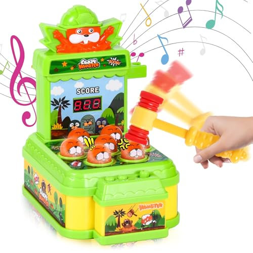 Joellfuner Mini Arcade Mini Jeu Arcade Enfant, Mini Arcade éLectronique Marteler des Jouets, Jeu de La Taupe avec Marteaux, Jouets Montessori interactif Arcade éLectronique pour Enfants Garçons Filles