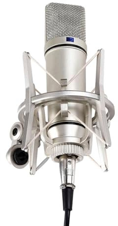 EMUKOEP Microfono a Condensatore Professionale con Supporto e Cavo 48V a Diaframma Largo per lo Streaming Live di Voci