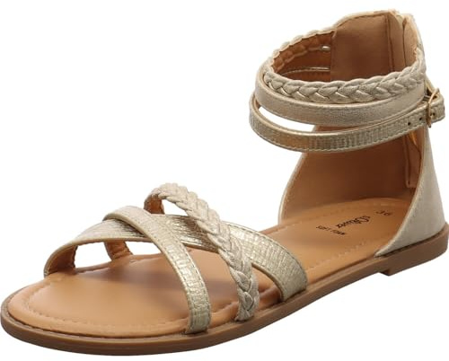 Kinder Sandale von s.Oliver für Mädchen in Beige schimmert und Reißverschluss an geschlossene Ferse. beige Gr. 37