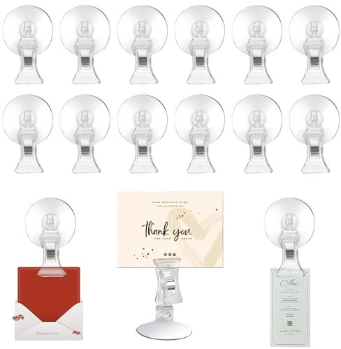 Qichan 15 Stück Saugnapf Klammer - Transparent Clip aus Kunststoff, Multifunktional Halteklammern für Supermarkt, Geschäft, Aquarium, Zuhause, Fenster