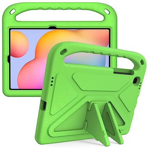 Eabhulie Étui pour Samsung Galaxy Tab S6 Lite 10.4 2020/2022/2024 SM-P610/P615 Coque de Protection pour Enfant, Housse Légère et Antichoc en EVA avec Poignée et Support Vert