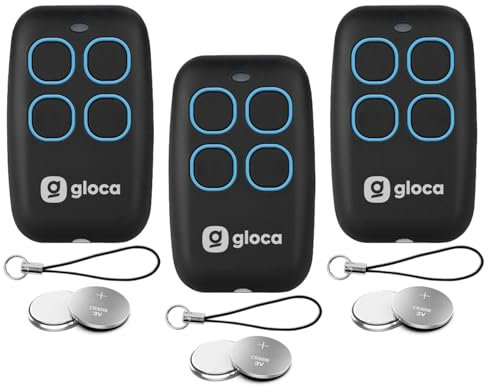 gloca 3x Telecomando Apricancello Easy Garage Auto-Apprendente 4 Canali Frequenza 433.92 Mhz NO ROLLING CODE (no codice variabile)