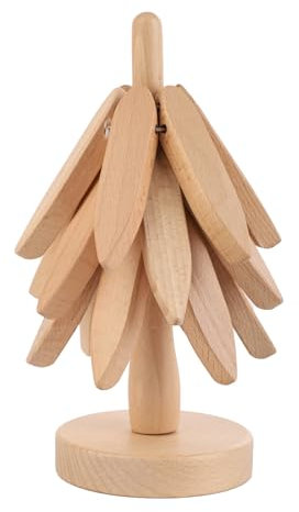 3pcs Wooden Trivets - Tree Shape Set with Stand, Creative Coasters for Hot Dishes, Pans, Bowls, Plates (Wood Color)