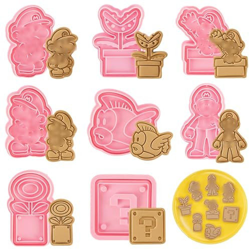 Keksausstecher Kinder, 8 Stück Plätzchen Ausstecher, 3D Keksausstecher Kit für Backen Keks Fondant Schokoladen, DIY Ausstechformen Kinder Set für Weihnachten Geburstag Party