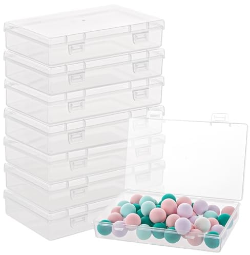GBACHOOSE 8 Stück Kunststoffbox, Aufbewahrungsbox mit Deckel 15.5x9.3x3CM, Transparent Kunststoffboxen Dokumentenbox Tragbare Archivboxen Aufbewahrung für Dokumente, Sammelalben, Bastelarbeiten