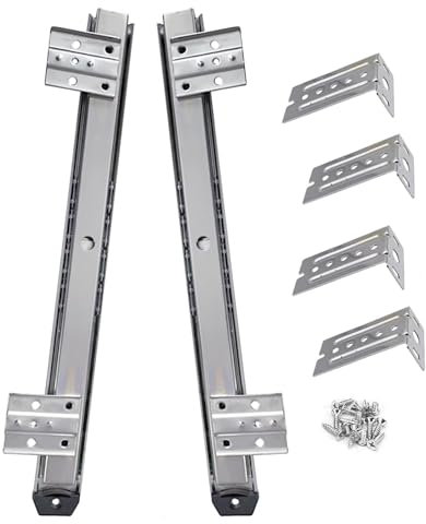 Ball Bearings Keyboard Tray Slides Rails - Heavy Duty Metal Steel Telescopic Runners, 1-Pair 14Inch Keyboard Guides Side Mount, Under Desk Drawer Slides, Black/Sliver