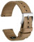 WOCCI 22mm Segeltuchstoff Uhrenarmband, Schnellverschluss, Ersatzband, Silberne Schnalle (Khaki)