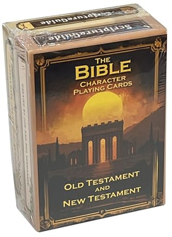 Scripture Guide Two-Pack Bible Character Playing Cards - Features One Deck of 54 Iconic Old Testament Characters and One Deck of 54 Iconic New Testament Characters with Beautiful Artwork and Poetry.