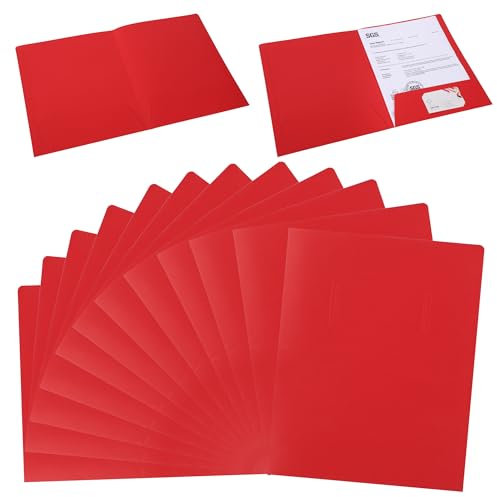 Präsentationsmappe A4 à Double Tasche Ordner, 12 Stück Kraftpapier Dokumentenmappe Papier Präsentationsmappe für Dateien, Besprechungen, Berichte, Bürobedarf (Rot)