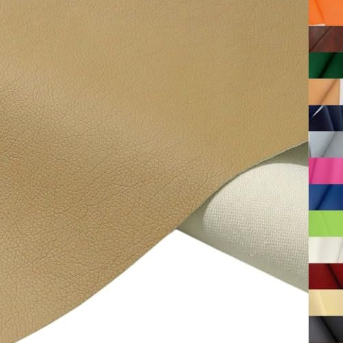 TOLKO 1m Kunstleder Meterware | weiches Premium Lederimitat für Stuhl Bank Sessel Sofa Sitzbezug Bezugstoff in edler Nappa Optik 140cm breit Polsterstoff Polsterbezug Möbelstoff (Toffee)